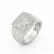 2Ct Round Cut Moissanite Menâs Flying Eagle Ring â 14K Yellow Gold Plated